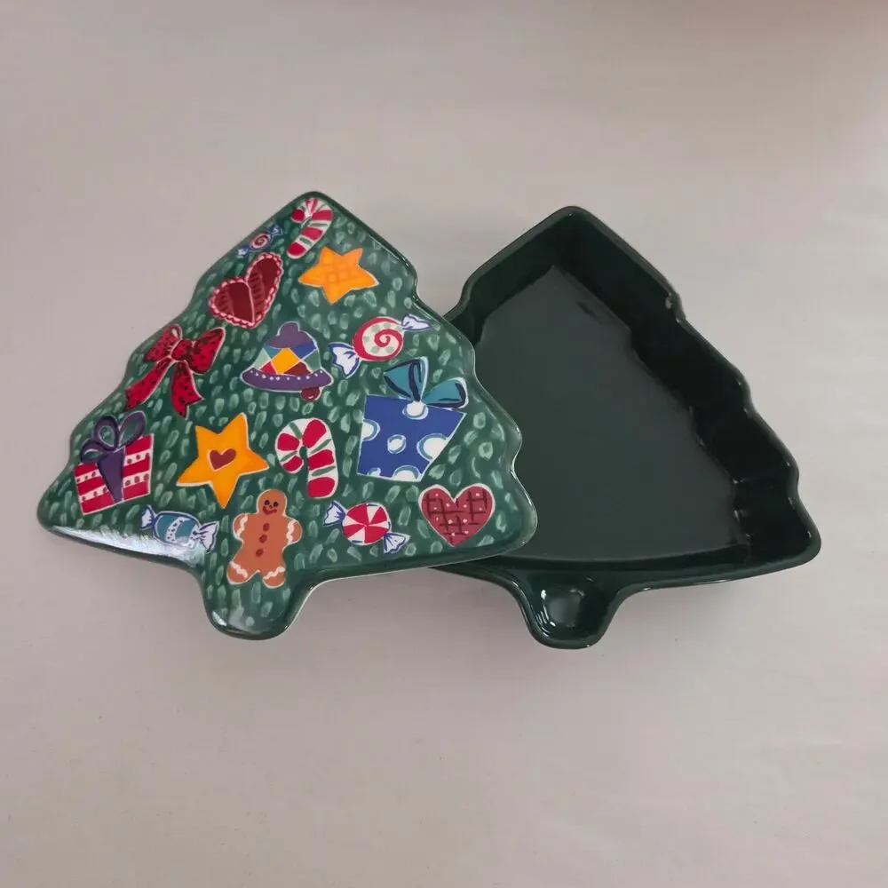 Mikasa Ultra Ceram Made in Japan Christmas Tree Ceramic Candy Dish Jenny Faw